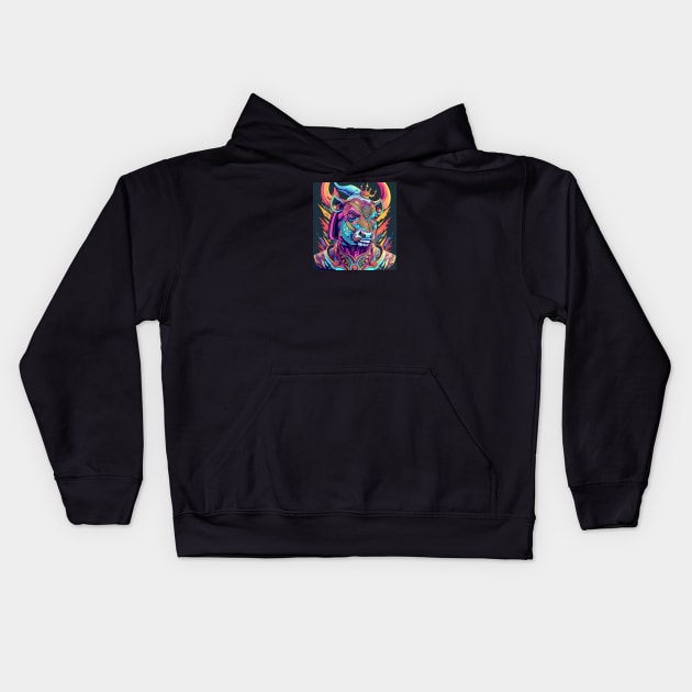 Demon King Bull Kids Hoodie by joolsd1@gmail.com